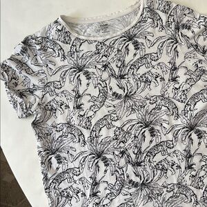 Kiabi 100% Organic Cotton Monochrome Jungle Animal Tiger Jaguar Print T-Shirt M